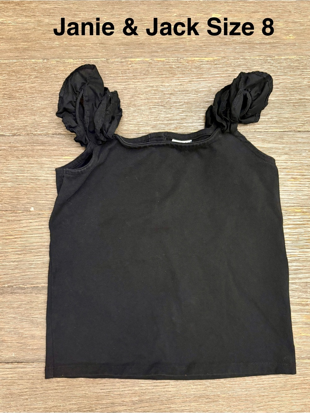 Janie and Jack Black Ruffle Strap Tank Top